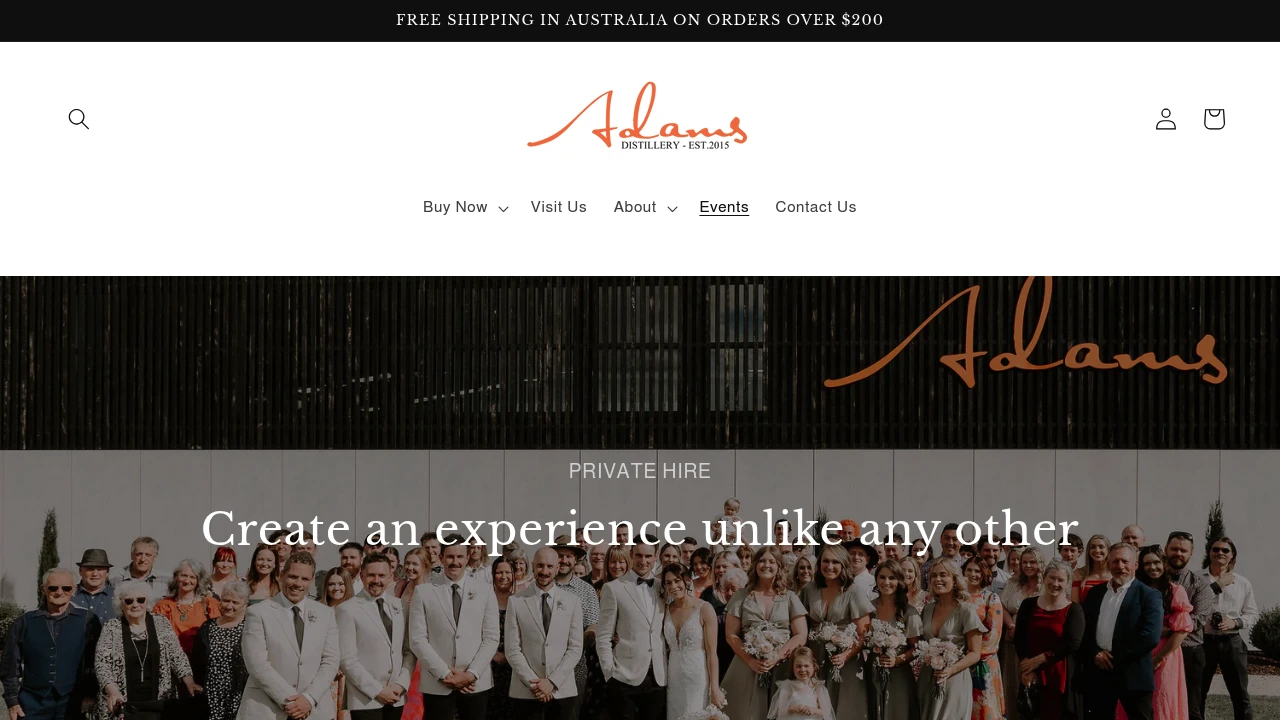 Screenshot of Adams Distillery