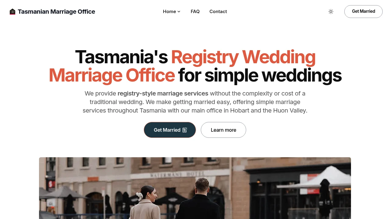 Screenshot of Tasmanian Marriage Office