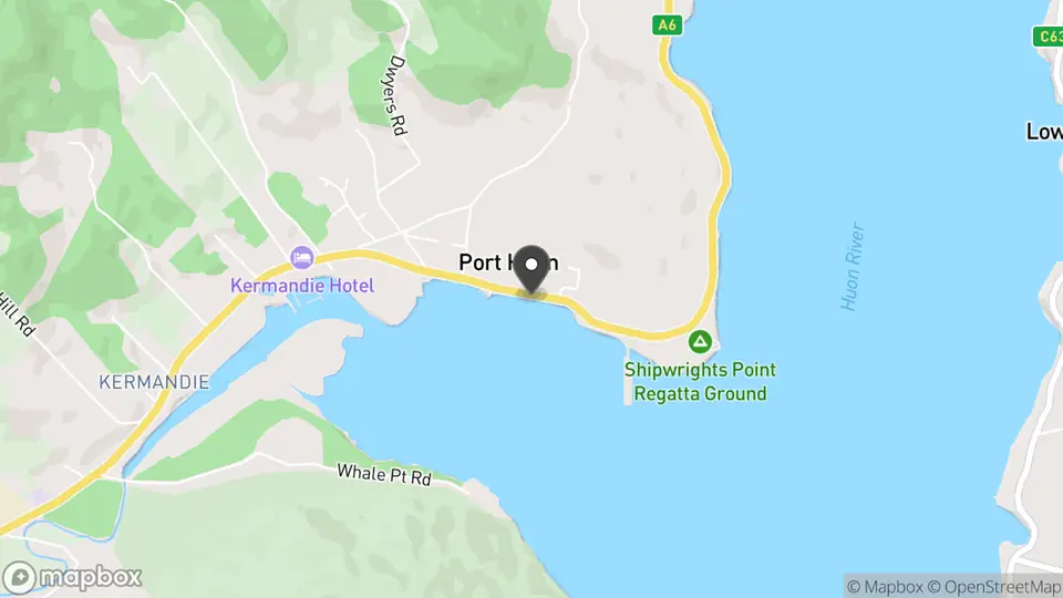 Map showing the location of Kermandie in Port Huon