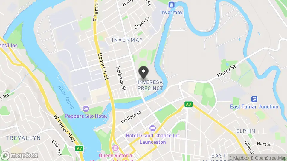 Map showing the location of Tramsheds Function Centre in Invermay