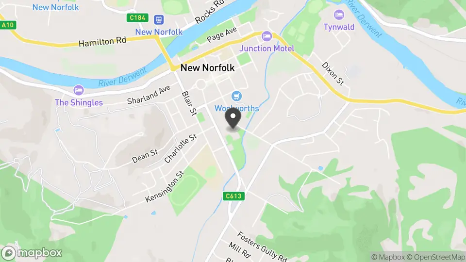 Map showing the location of The Agrarian Kitchen in New Norfolk