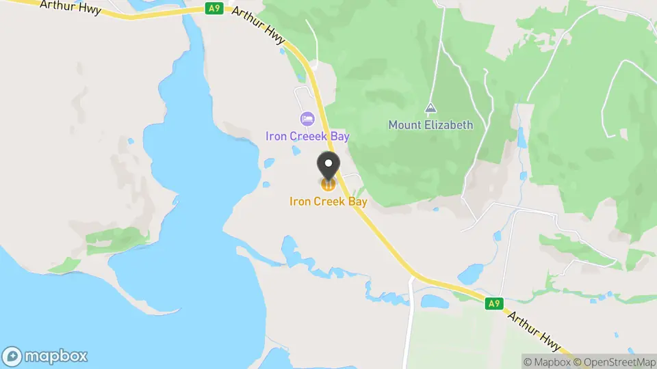 Map showing the location of Iron Creek Bay in Sorell