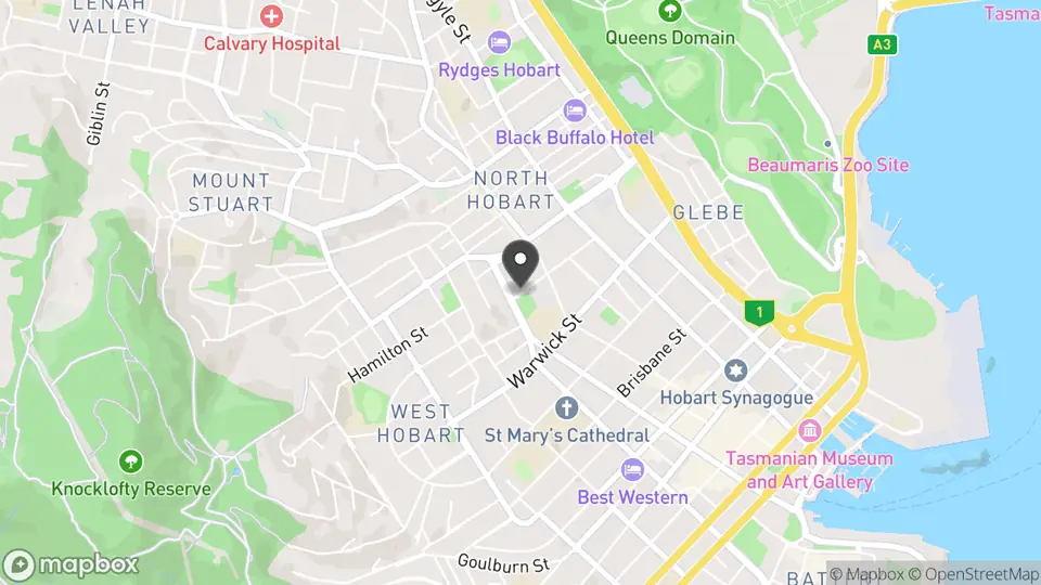 Map showing the location of Collected Places in North Hobart
