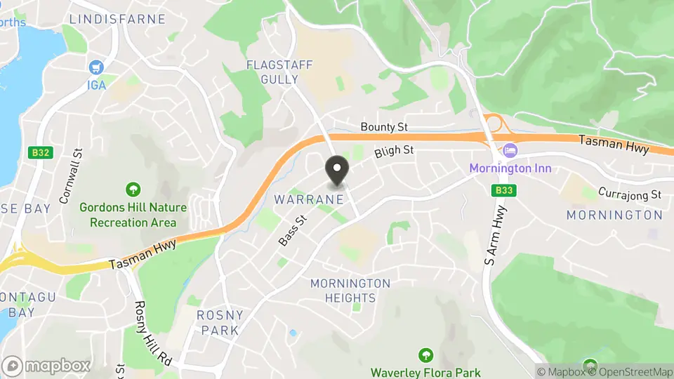 Map showing the location of Flagstaff Estate in Lindisfarne
