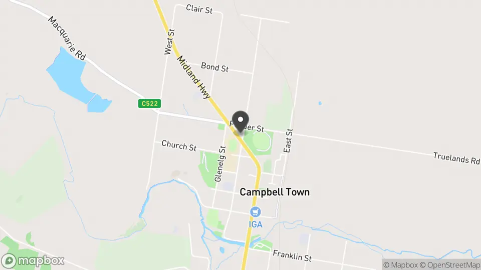 Map showing the location of The Church Tasmania in Campbell Town