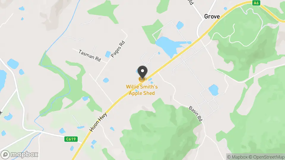 Map showing the location of Willie Smith's Apple Shed in Grove