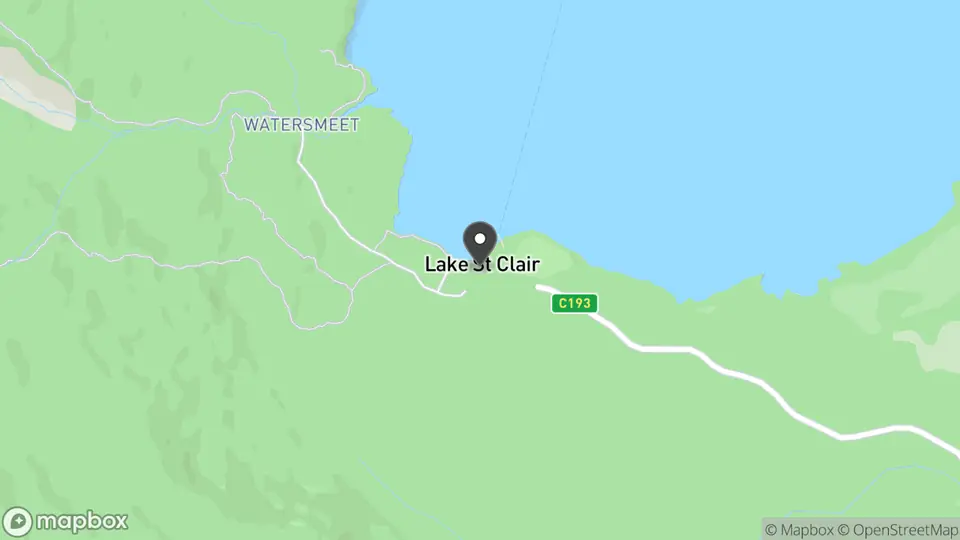 Map showing the location of Lake St Clair in Derwent Bridge