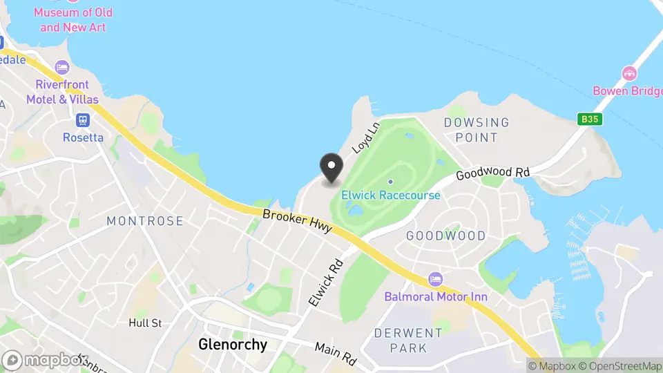 Map showing the location of MyState Bank Arena in Glenorchy