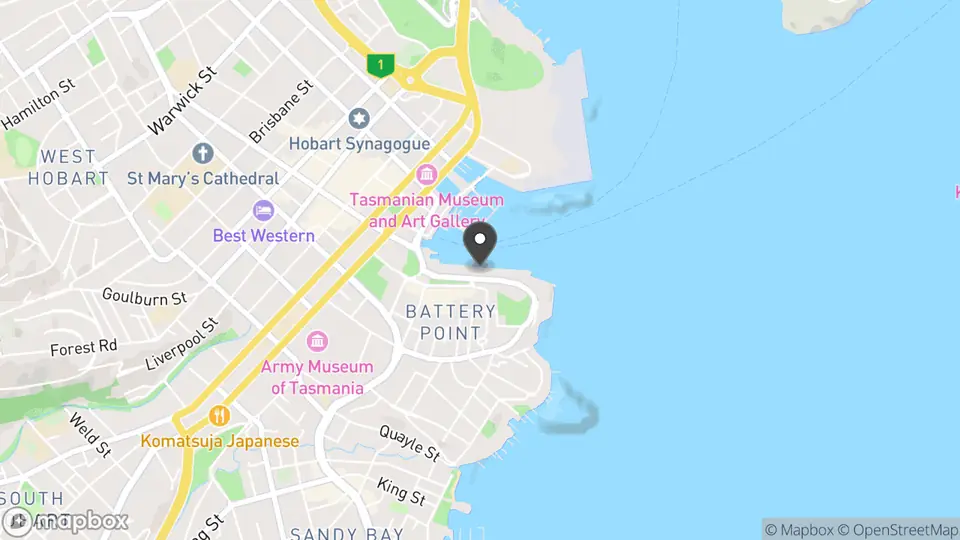 Map showing the location of Lenna of Hobart in Battery Point