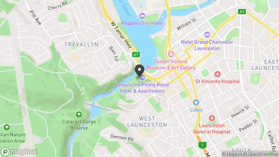 Map showing the location of Alida Restaurant at Penny Royal in Launceston