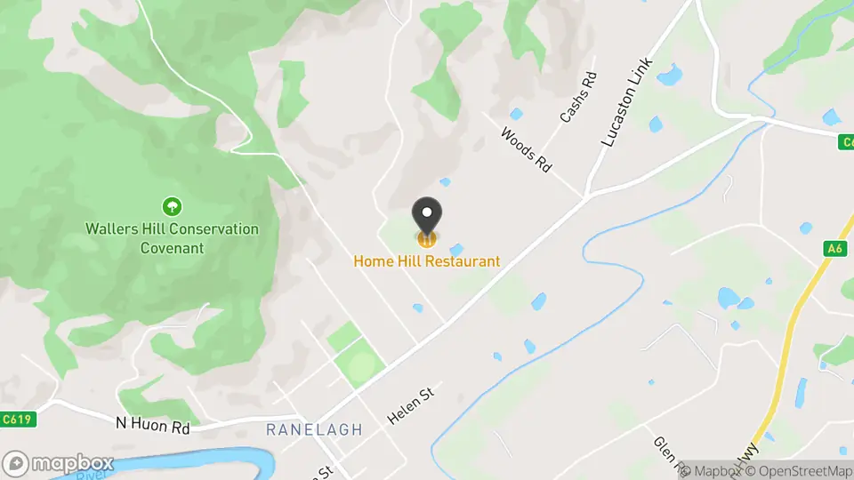 Map showing the location of Home Hill Winery Restaurant in Ranelagh
