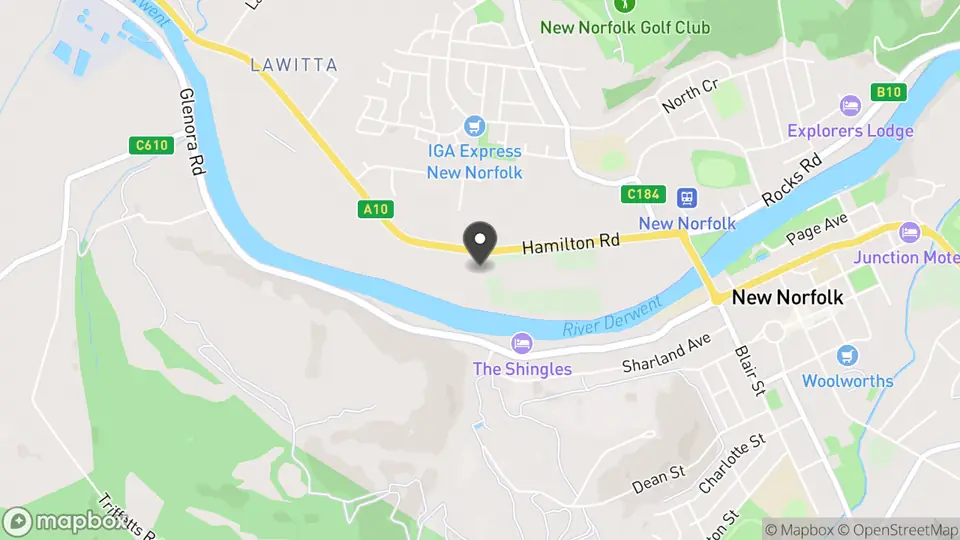 Map showing the location of Valleyfield in New Norfolk
