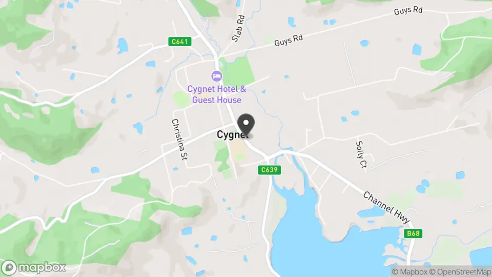 Map showing the location of Cygnet Old Bank in Cygnet