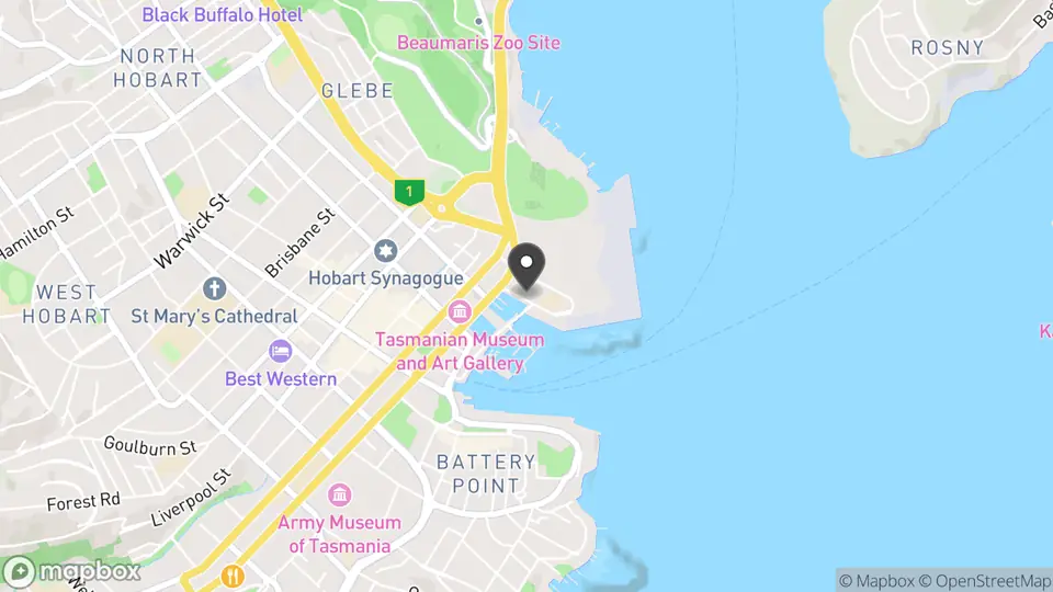 Map showing the location of The Henry Jones Art Hotel in Hobart