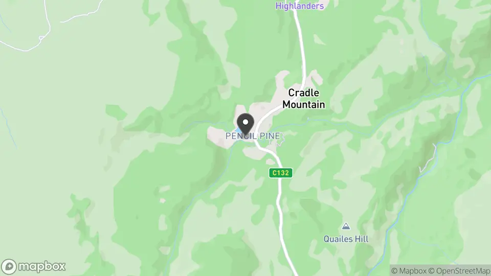 Map showing the location of Peppers Cradle Mountain Lodge in Cradle Mountain