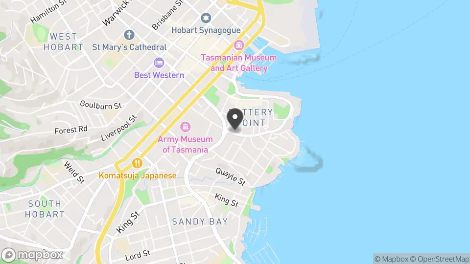 Map showing the location of Narryna - the Merchant's House in Battery Point