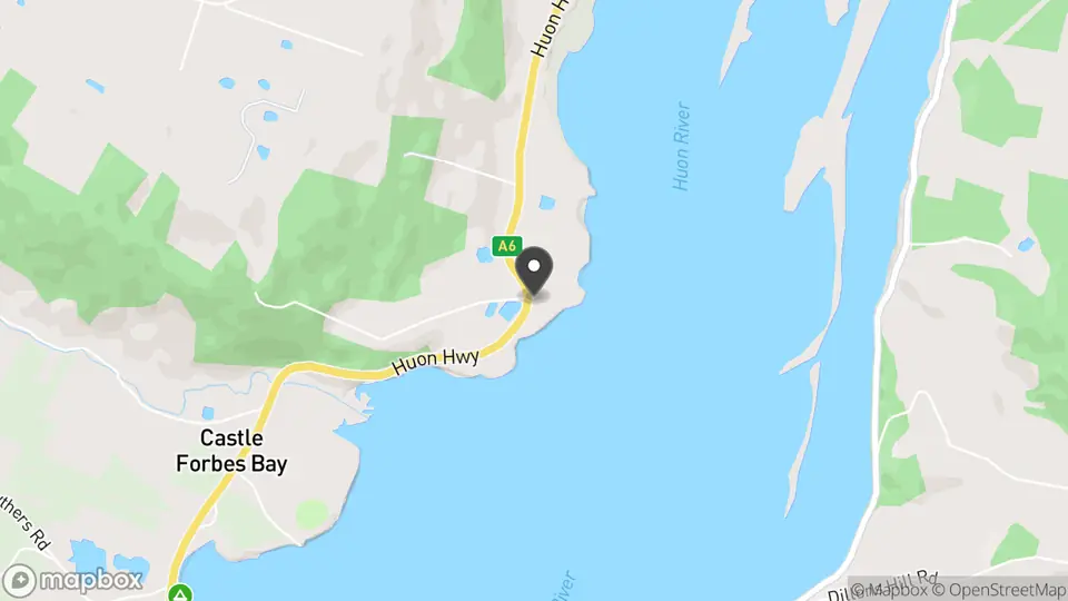 Map showing the location of Heriots Point in Castle Forbes Bay