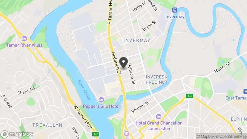 Map showing the location of Boathouse Centre Launceston in Invermay