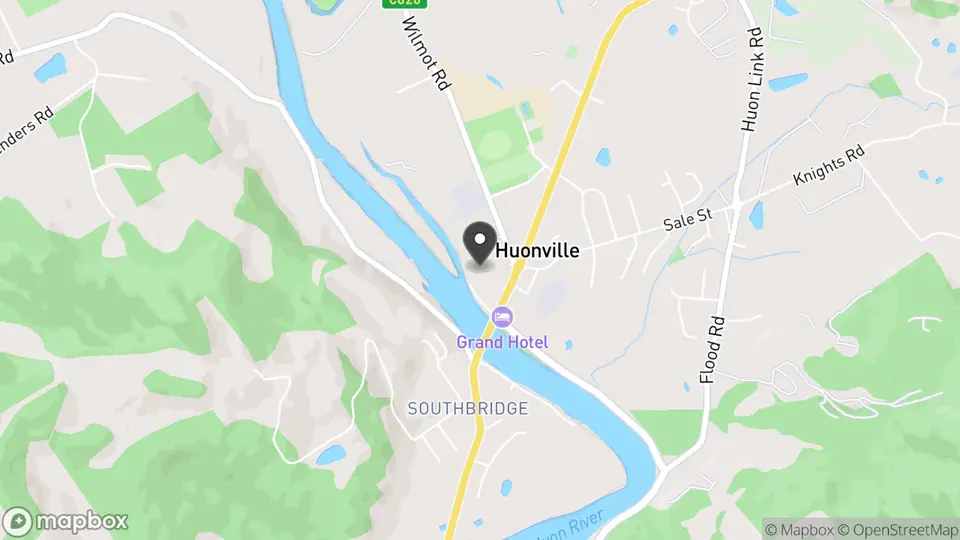 Map showing the location of River Front Estate in Huonville