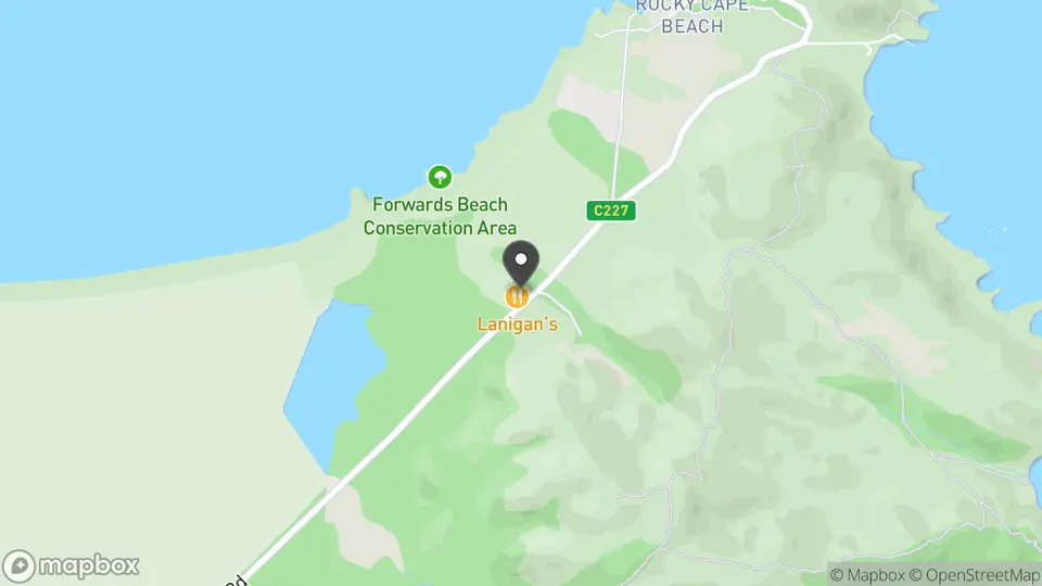 Map showing the location of Lanigan's Vineyard in Rocky Cape