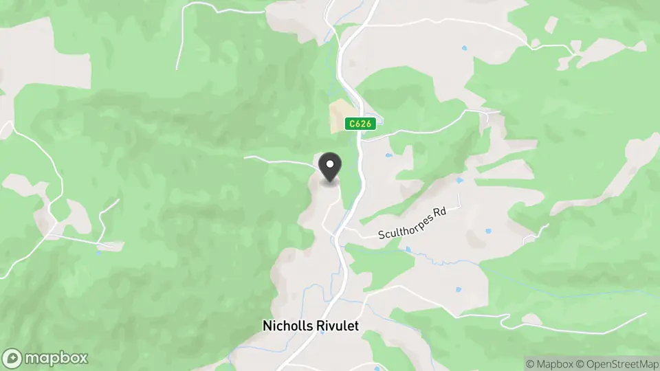 Map showing the location of Crawleigh Wood Garden in Nicholls Rivulet
