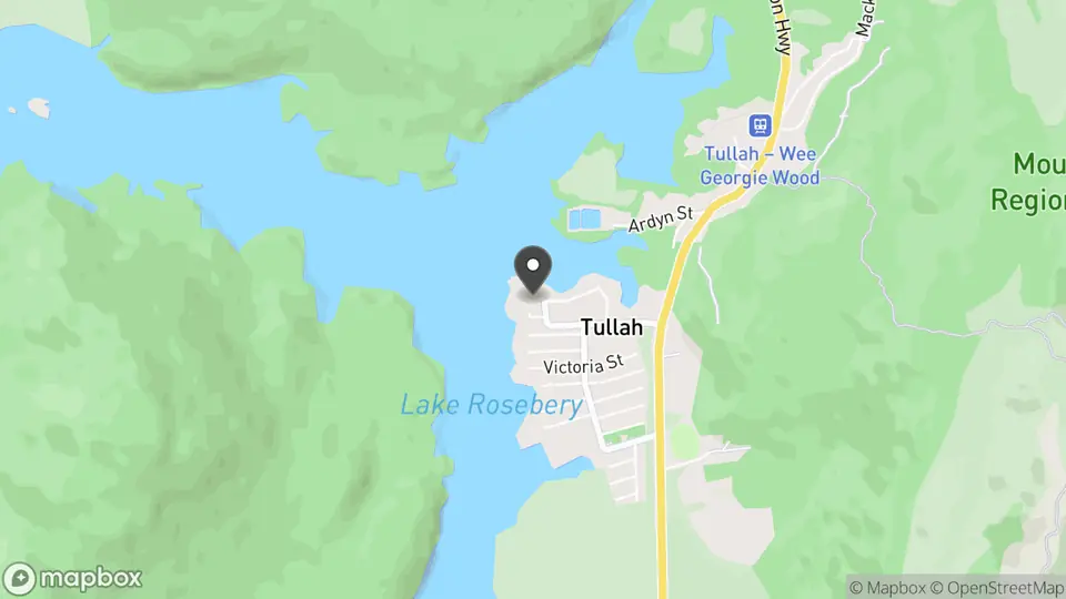 Map showing the location of Tullah Lakeside Lodge in Tullah