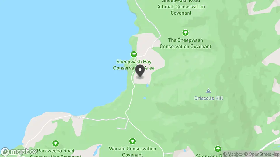 Map showing the location of Sheepwash Bay in Alonnah
