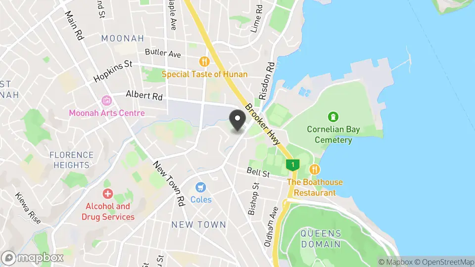 Map showing the location of Lauderdale Cottage in New Town