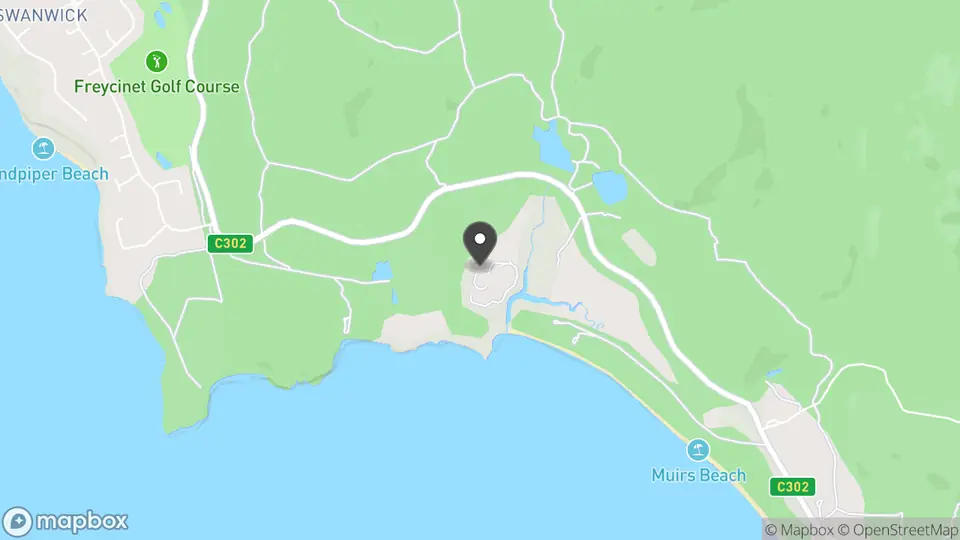 Map showing the location of Saffire Freycinet in Coles Bay
