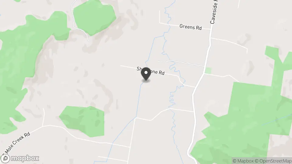 Map showing the location of Mole Creek Caves in Mole Creek