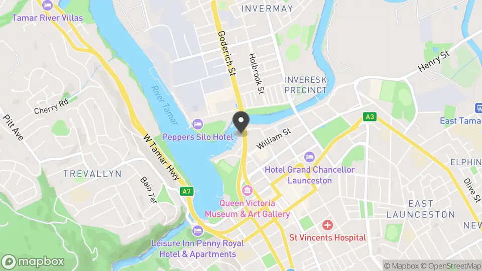 Map showing the location of Peppers Silo Hotel in Invermay